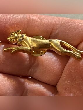 Vintage Jackie Collins Gold Tone Panther Pin Rhinestone Collar